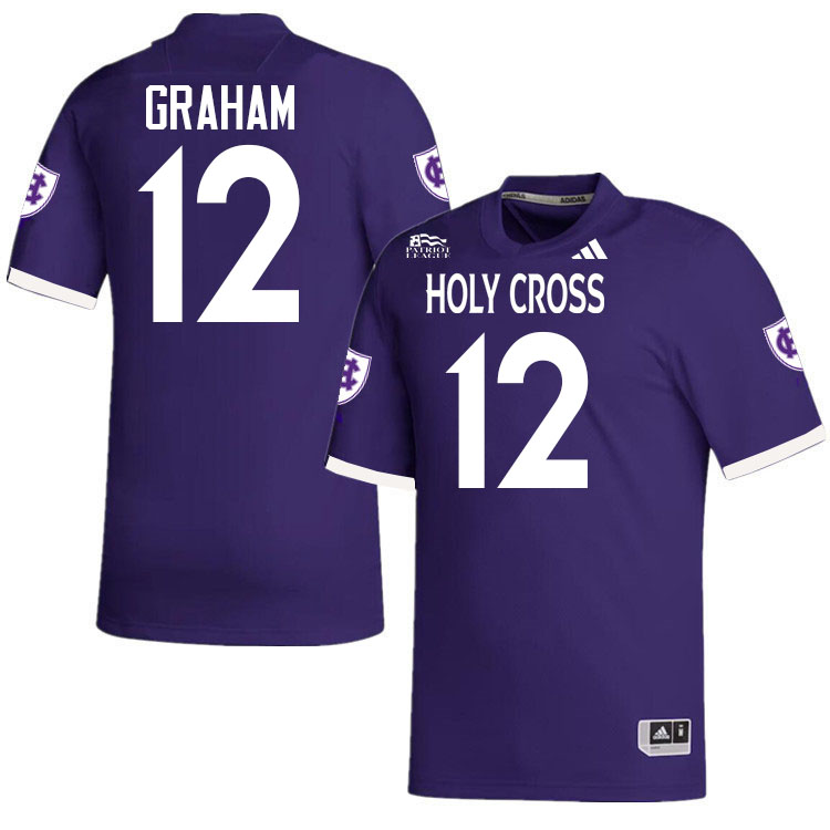Holy Cross Crusaders #12 Braden Graham College Football Jerseys,Uniforms-Purple
